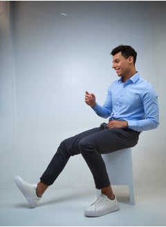 CAVANA CAVANA men slim fit formal cotton blend blue shirt  - Image 2