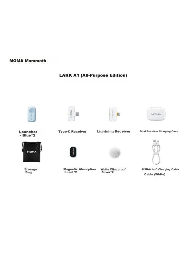 MOMA Mengma Lark A1 Wireless Lavalier Microphone, Mobile Microphone, Moma Mengjia A1 Dual-channel Microphone, Smart Noise Reduction, Dopamine Mini Interview And Filming Audio Recorder - Image 1