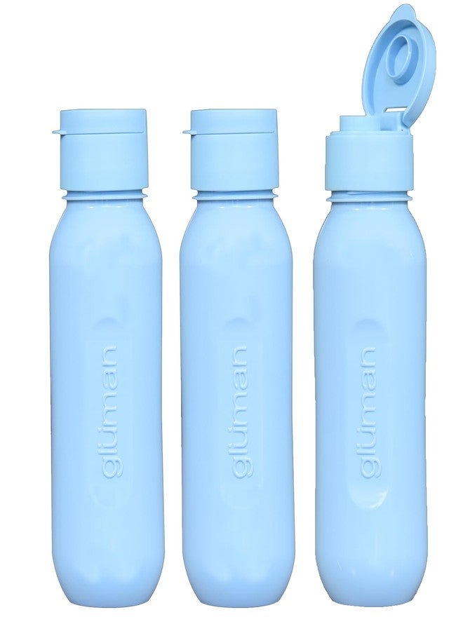 Gluman 500 ml Leak proof Plastic Claro Mini Spout Water Bottle Set of 3 | Flip-Top Spout Lid Plastic | Anti-Bacterial & BPA Free | | Ideal for Gym, Travel, School, Office, Kids - Opaque Blue - Image 1