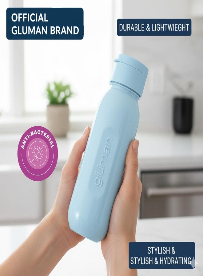Gluman 500 ml Leak proof Plastic Claro Mini Spout Water Bottle Set of 3 | Flip-Top Spout Lid Plastic | Anti-Bacterial & BPA Free | | Ideal for Gym, Travel, School, Office, Kids - Opaque Blue - Image 3