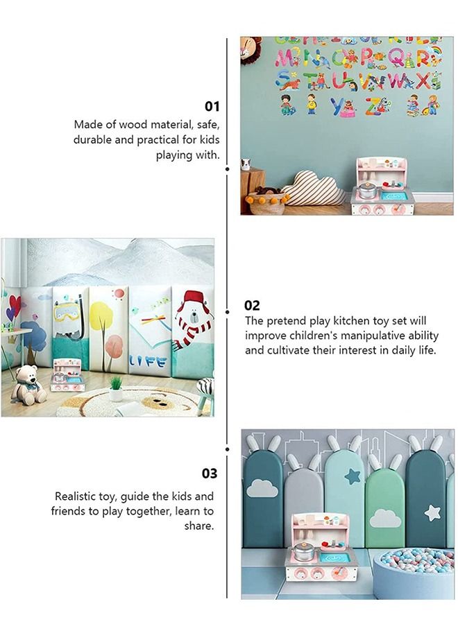 BAYBEE Wooden Pretend Play Kitchen Set For Kids Little Chef Play Set Toys For Kids With Accessories Role Play Cooking Set Kids With Stove, Sink, Pans Kitchen Set Toys For Girls Boys 2+Years - Image 2