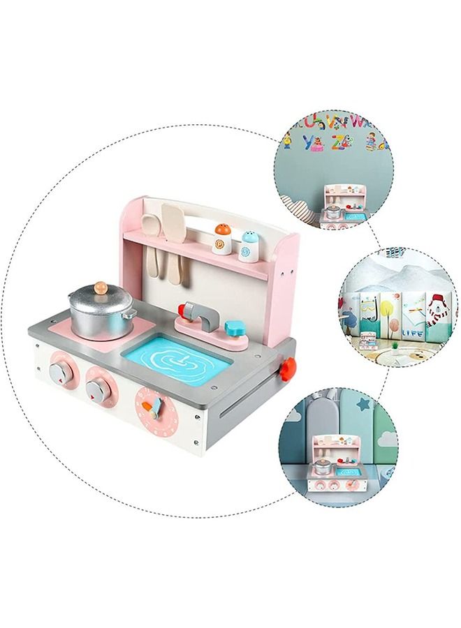 BAYBEE Wooden Pretend Play Kitchen Set For Kids Little Chef Play Set Toys For Kids With Accessories Role Play Cooking Set Kids With Stove, Sink, Pans Kitchen Set Toys For Girls Boys 2+Years - Image 5