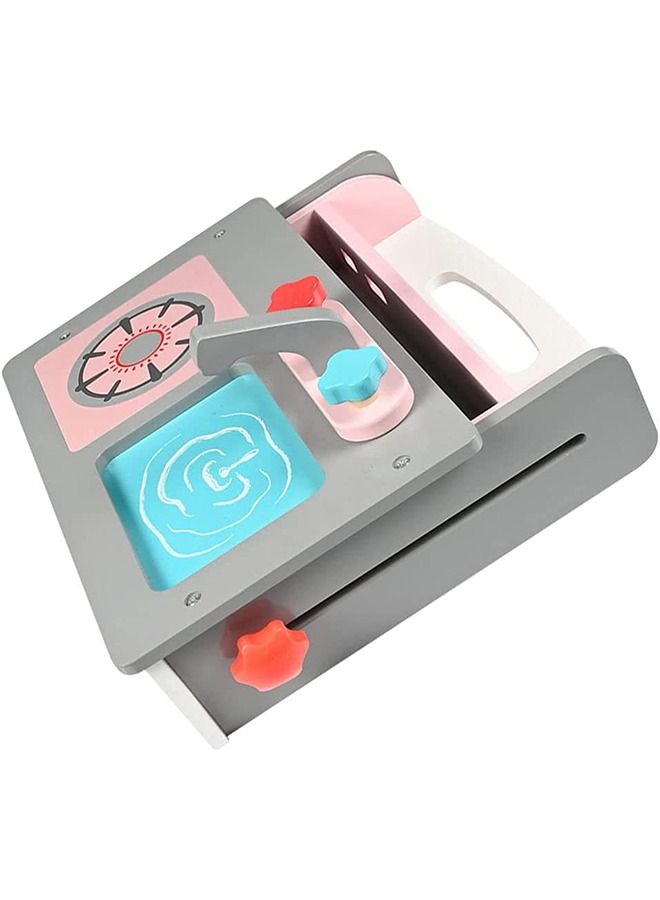 BAYBEE Wooden Pretend Play Kitchen Set For Kids Little Chef Play Set Toys For Kids With Accessories Role Play Cooking Set Kids With Stove, Sink, Pans Kitchen Set Toys For Girls Boys 2+Years - Image 4