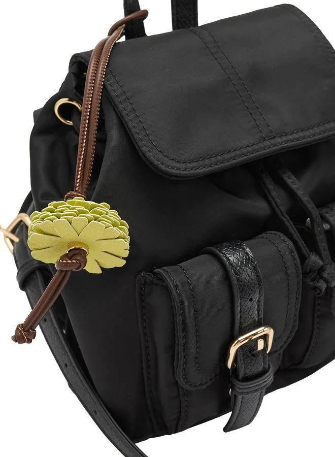 Parfois Mini Nylon Backpack With Pendant