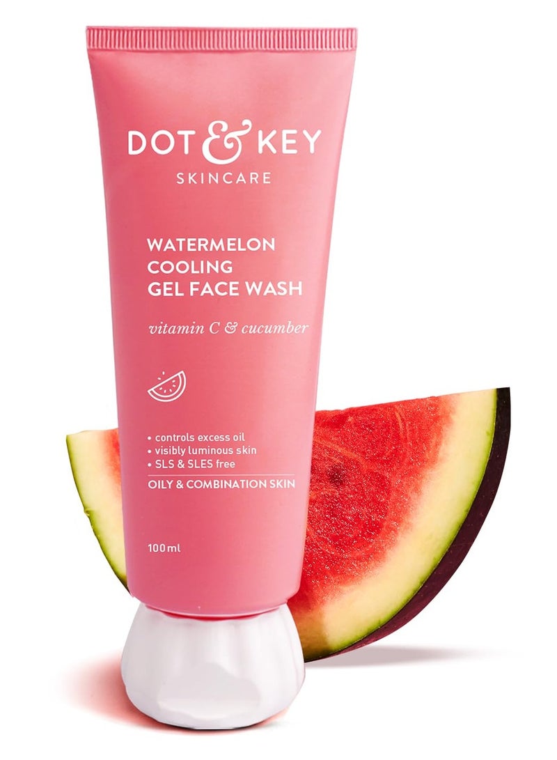 Dot & Key Watermelon Super Glow Gel Face Wash With Vitamin C&Cucumber|Face Wash For Glowing Skin|Oil Free Face Wash|Removes Excess Oil&Dirt|For Combination & Oily Skin|For Women & Men|100Ml - Image 1