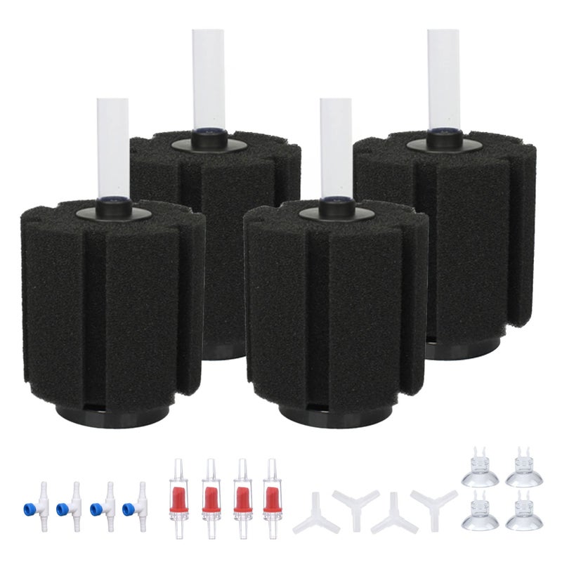 ALEGI 4pcs Large Aquarium Sponge Filter with Suction Cups, Check Valves for Breeding Fry Betta Shrimp Fish Tank (X-Large for 40-80 Gal 4 Pcs) - Image 1