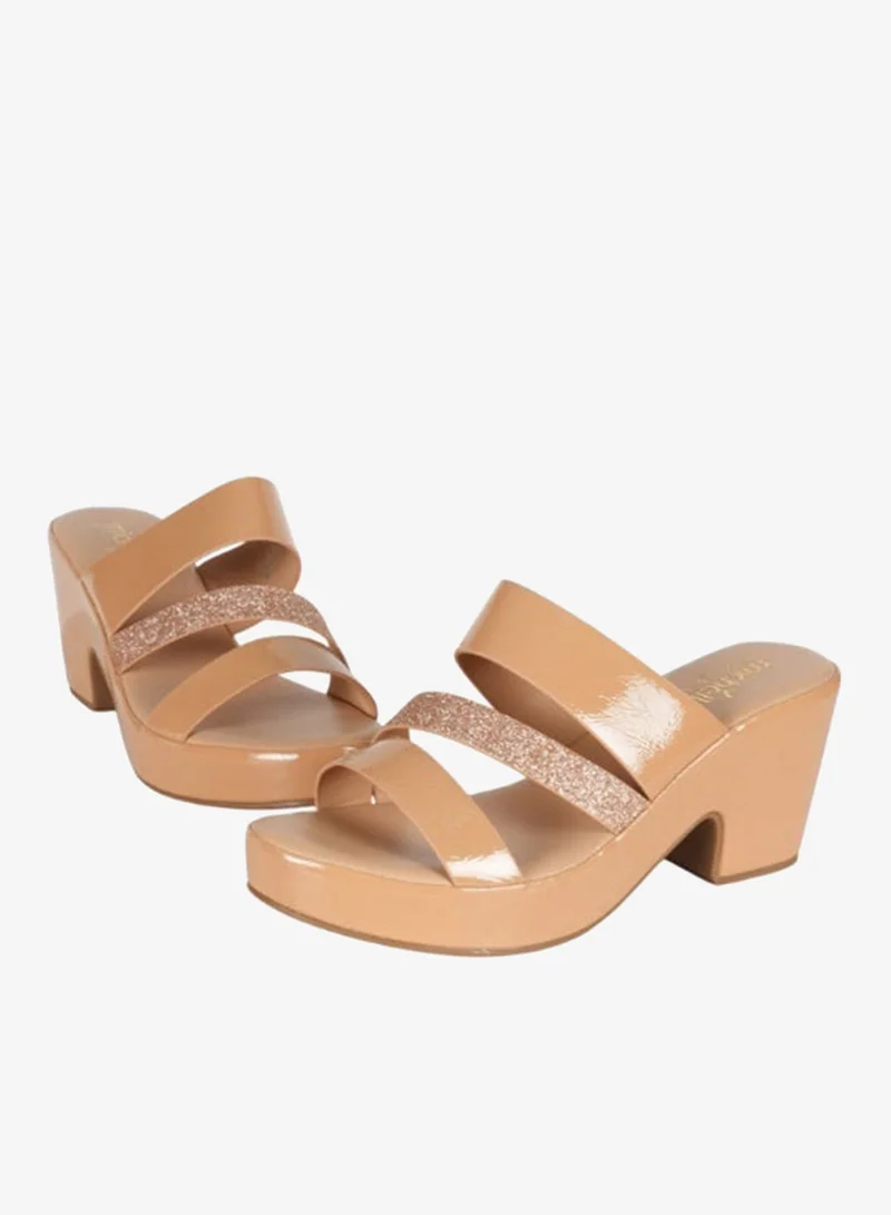 Michelle Morgan Beige 092-2959 Michelle Morgan Ladies Block Heels Sandals4RJ851 Beige for Women | Best Price UAE