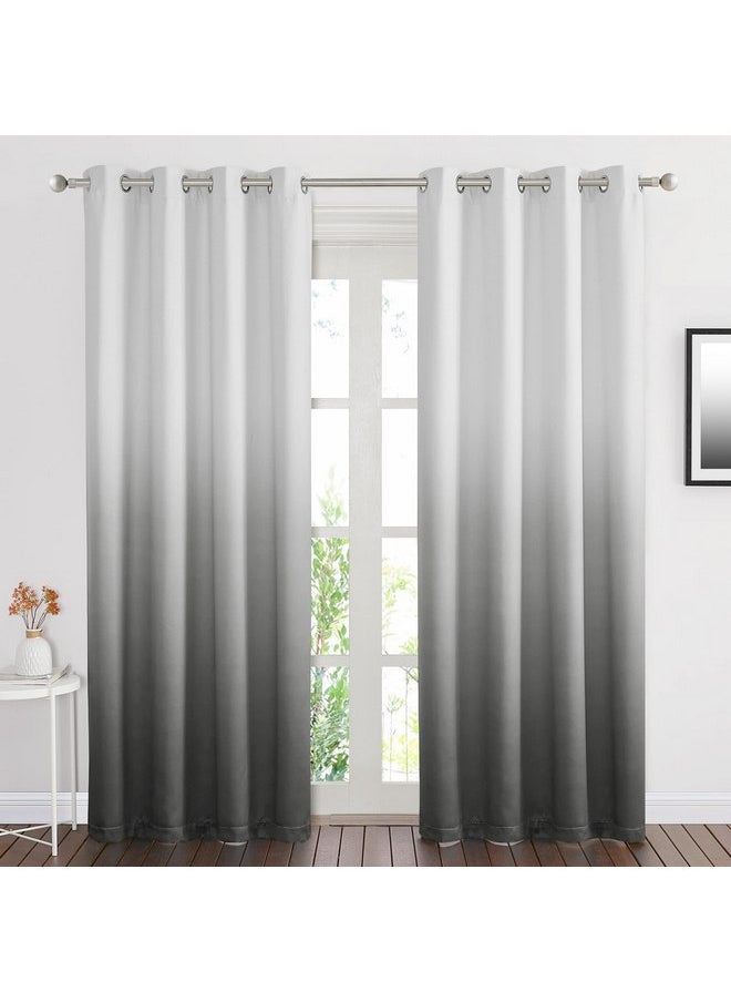 NICETOWN - NICETOWN White & Grey Room Darkening Curtains 84 inch Long, Grommet Gradient Curtains Easy-Matching Window Treatments for Boys Bedroom/Kids Room, W52, Set of 2 - Image 1
