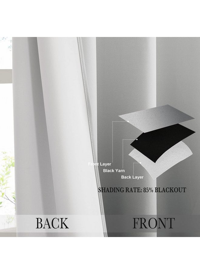 NICETOWN - NICETOWN White & Grey Room Darkening Curtains 84 inch Long, Grommet Gradient Curtains Easy-Matching Window Treatments for Boys Bedroom/Kids Room, W52, Set of 2 - Image 1