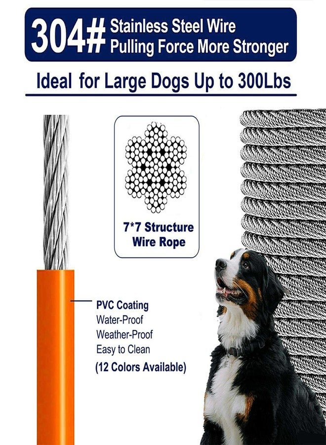 WATFOON Tie Out Cable for Dogs Up to 300lbs, 65/75/85/100 ft Extra Strong 1Klbs Break Strength Tie-Out Tether Trolley Training Lead,Dog Run Cable for Yard Garden Park Camping Outside (300lbs 50ft) - Image 2