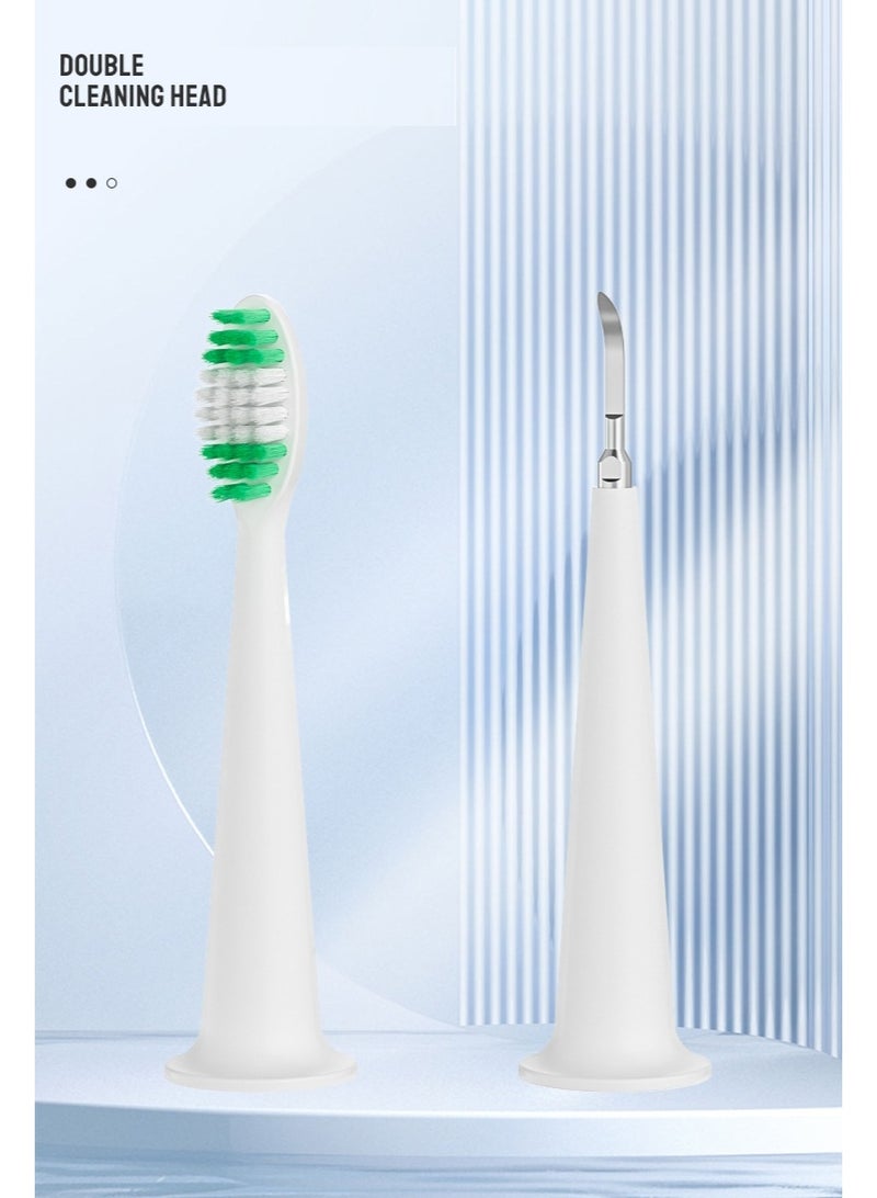 Electric Toothbrush Ultrasonic Tooth Cleaner Teeth Stains Plaque Remover with 6 toothbrush head (white) - Image 3