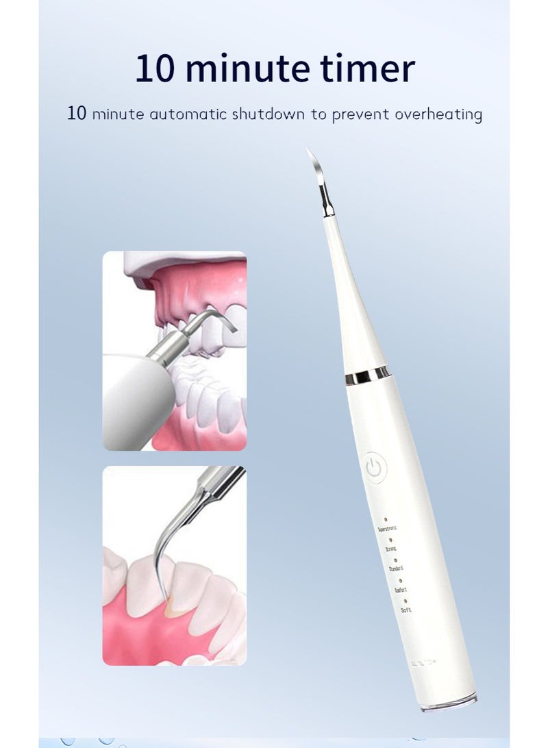 Electric Toothbrush Ultrasonic Tooth Cleaner Teeth Stains Plaque Remover with 6 toothbrush head (white) - Image 5