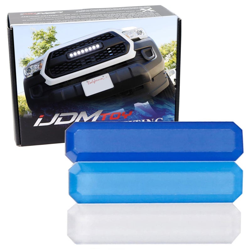 iJDMTOY WhiteBlueNavy Retro Style 3Color Stripe Grille Badge Sticker Compatible with 201623 Toyota Tacoma wTRDPro Grille