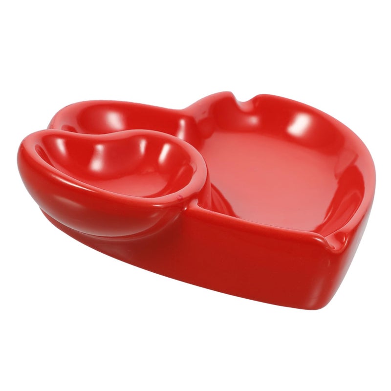 Heart Shaped Ceramic Ashtray Desktop Ash Holder For Indoor Outdoor Use - Image 2