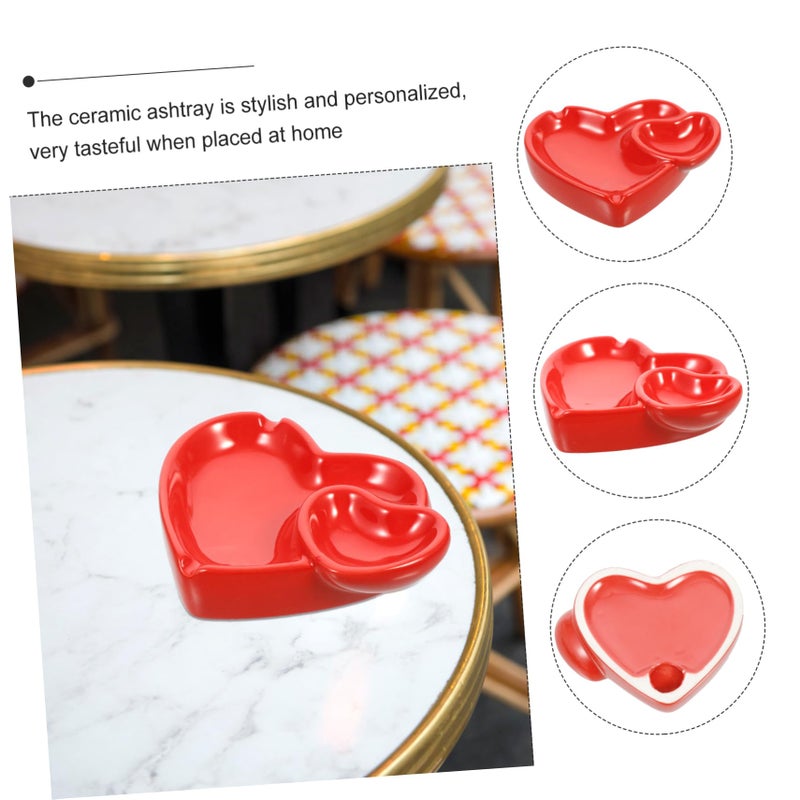 Heart Shaped Ceramic Ashtray Desktop Ash Holder For Indoor Outdoor Use - Image 4