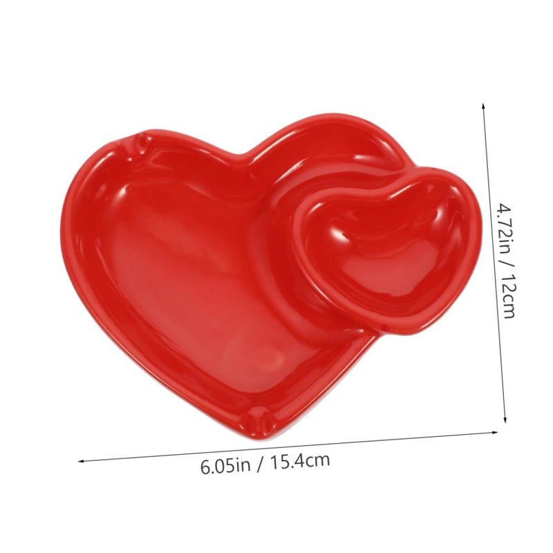 Heart Shaped Ceramic Ashtray Desktop Ash Holder For Indoor Outdoor Use - Image 3