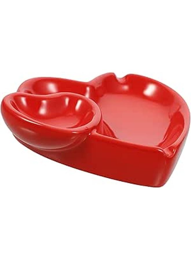 Heart Shaped Ceramic Ashtray Desktop Ash Holder For Indoor Outdoor Use - Image 1
