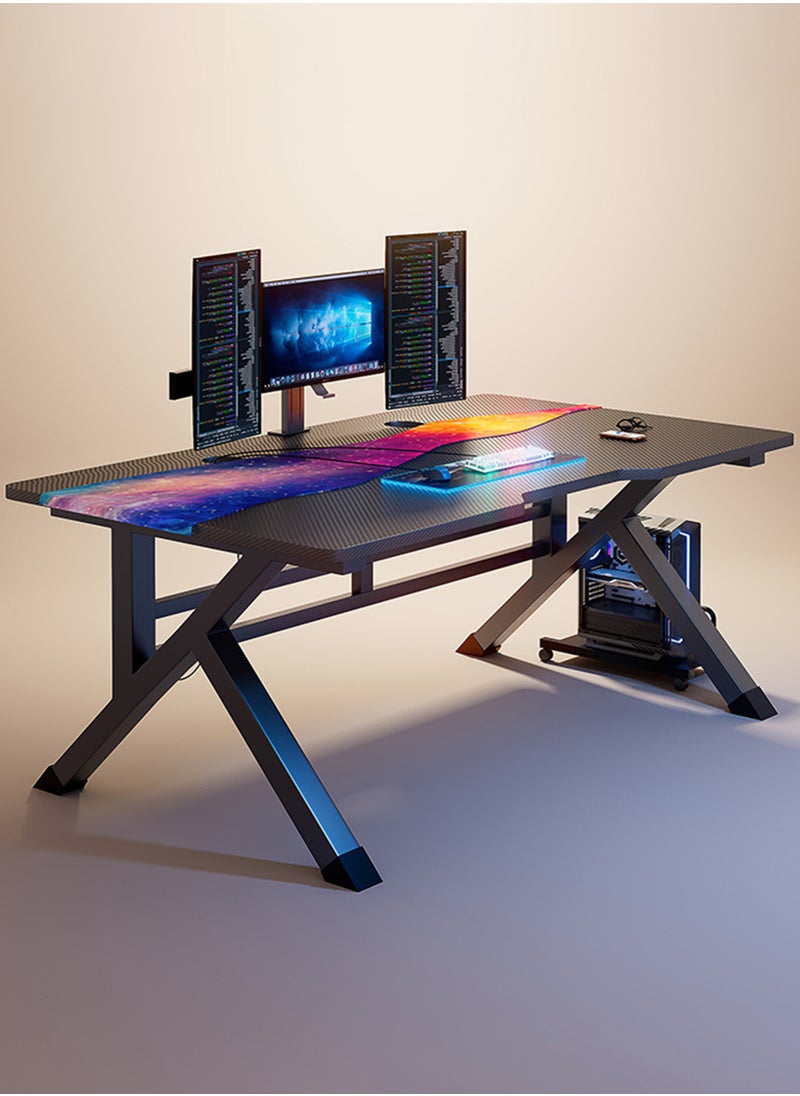 WAMIT - Gaming Desktop Computer Desk,Home Office Desk,Versatile Gaming and Study Solution for Modern Homes,Ideal for Students and Gamers, Spacious and Functional (140x60x75CM, Black) - Image 1
