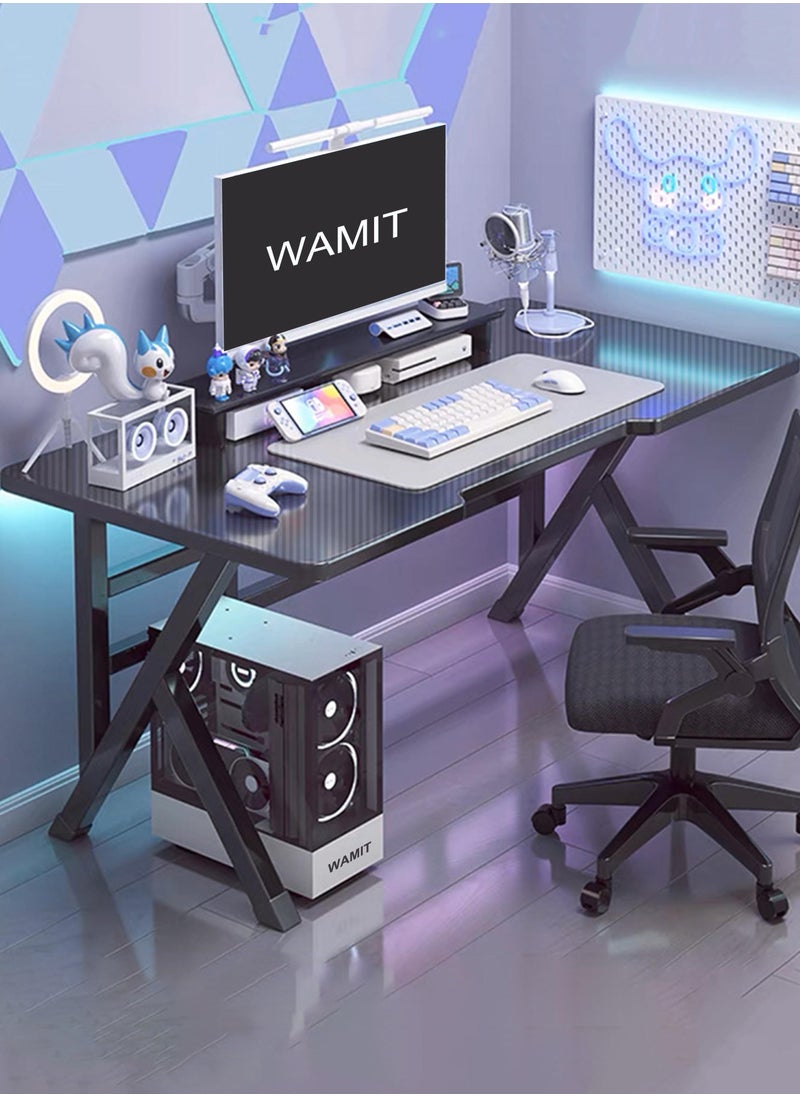 WAMIT - Gaming Desktop Computer Desk,Home Office Desk,Versatile Gaming and Study Solution for Modern Homes,Ideal for Students and Gamers, Spacious and Functional (140x60x75CM, Black) - Image 1