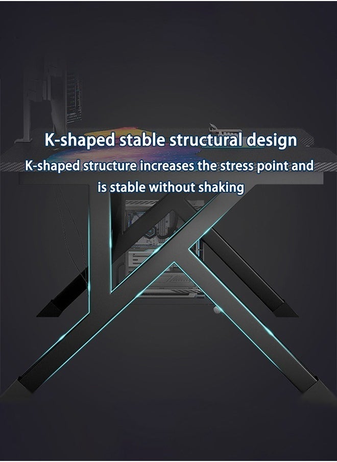 WAMIT - Gaming Desktop Computer Desk,Home Office Desk,Versatile Gaming and Study Solution for Modern Homes,Ideal for Students and Gamers, Spacious and Functional (140x60x75CM, Black) - Image 1