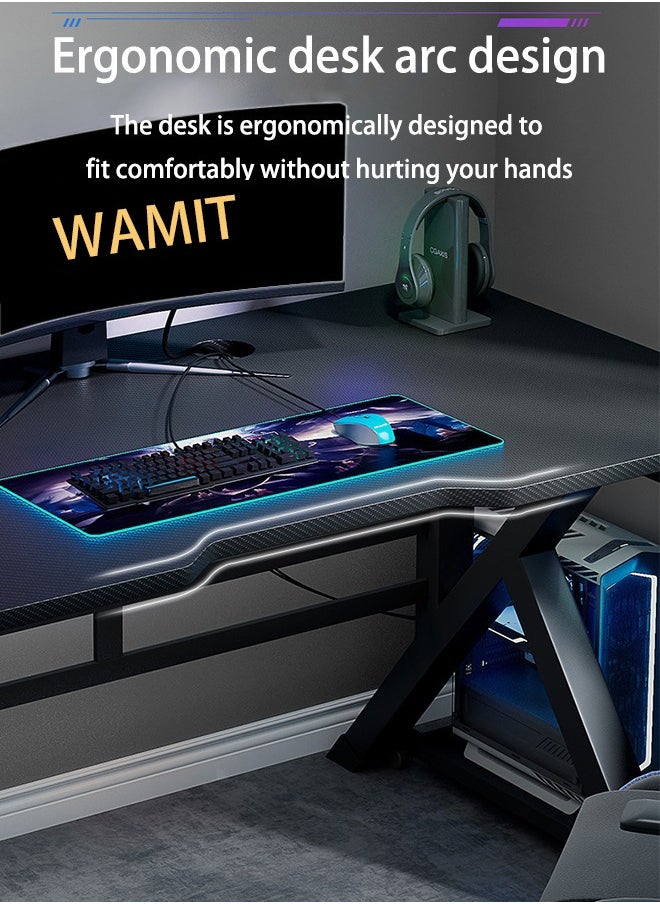 WAMIT - Gaming Desktop Computer Desk,Home Office Desk,Versatile Gaming and Study Solution for Modern Homes,Ideal for Students and Gamers, Spacious and Functional (140x60x75CM, Black) - Image 1