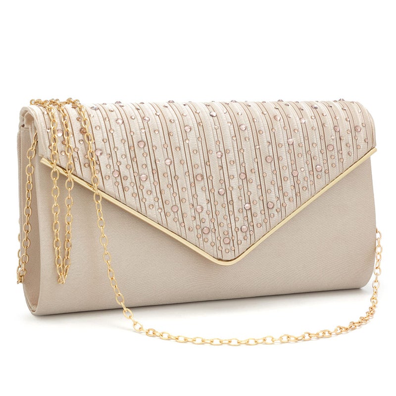 Mihawk Mihawk clutch purses for women Clutches for Women Wedding Clutches for Women Clutch Evening Purses and Clutches Clutch Purses for Women(Champagne)  - Image 1
