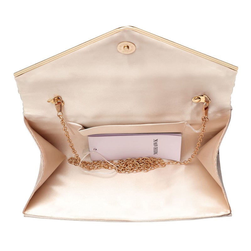 Mihawk Mihawk clutch purses for women Clutches for Women Wedding Clutches for Women Clutch Evening Purses and Clutches Clutch Purses for Women(Champagne)  - Image 5