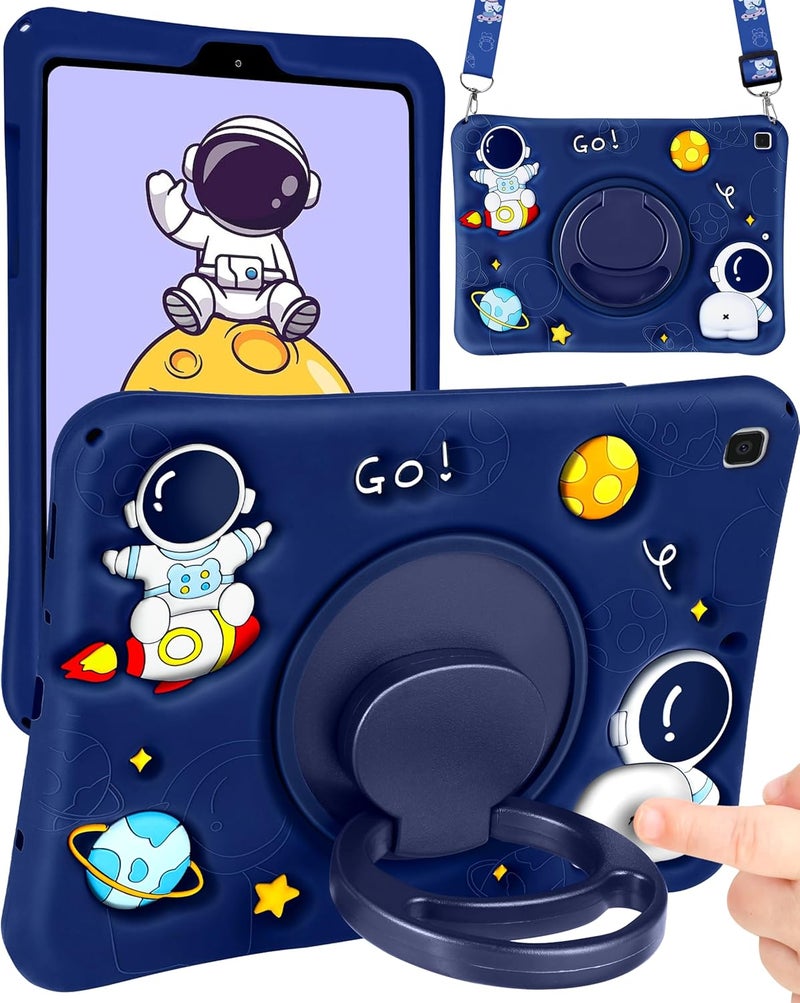 Galaxy Tab A7 Lite Case: 8.7-Inch Blue Kawaii 3D Astronaut Design - Rotating Multi-Angle Stand Protective Tablet Cover With Secure Silicone Strap for Girls, Kids and Cute Accessory Lovers - Image 2