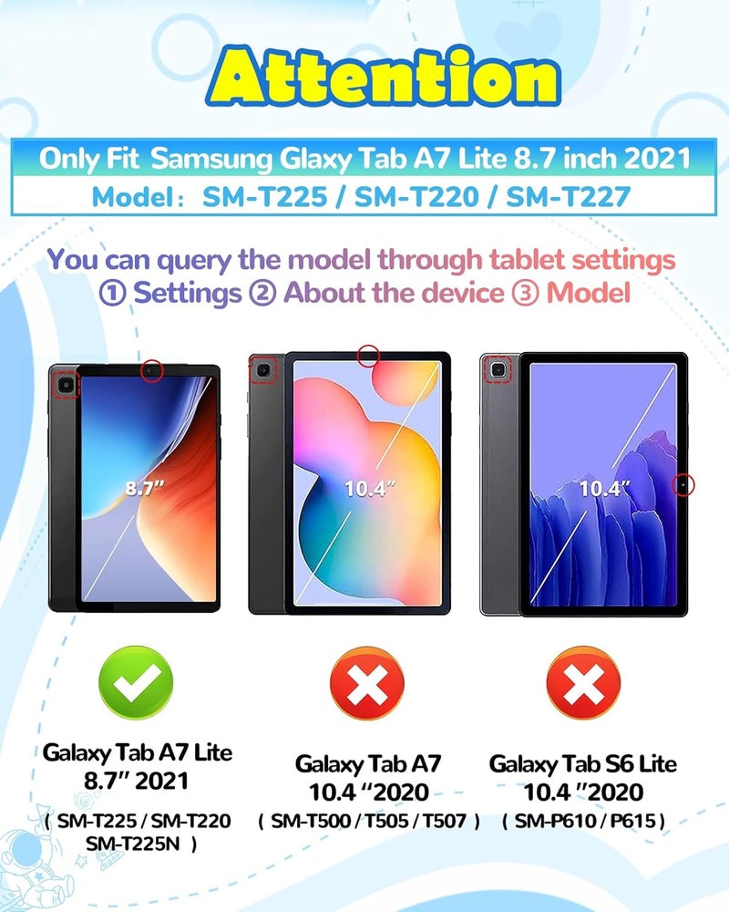 Galaxy Tab A7 Lite Case: 8.7-Inch Blue Kawaii 3D Astronaut Design - Rotating Multi-Angle Stand Protective Tablet Cover With Secure Silicone Strap for Girls, Kids and Cute Accessory Lovers - Image 3