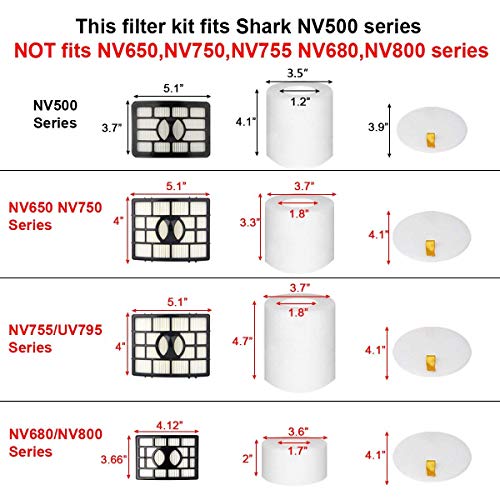 Hechuang 2 + 4 Pack Vacuum Filters Replacement Compatible for Shark Rotator Pro Lift-Away NV500, NV501, NV502, NV503, NV505, NV510, NV520, NV552, UV560, NV642, ZU780, ZU782, ZU785, Part Xff500 Xhf500 - Image 2