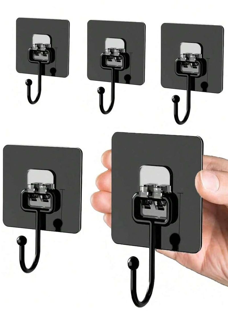 5-Piece Black Rotating Wall Hook Set – 180° Swivel Design for Versatile Home Organization - Image 2
