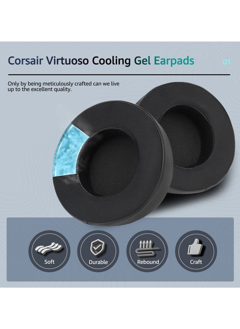 Generic 1pair Cooling Gel Ear Pads Replacement for Corsair Virtuoso RGB Wireless XT SE Gaming Headset, Earpads Cushions with High-Density Noise Isolation Foam, Added Thickness  - Image 3