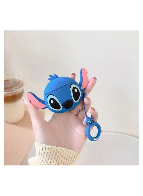 جراب AirPods Pro 3 من السيليكون الناعم المقاوم للصدمات لسماعات Apple Airpods Pro nd، جراب جديد ثلاثي الأبعاد لطيف بتصميم إبداعي مرح مع سلسلة مفاتيح لسماعات Airpods Pro 3 (غرزة زرقاء)