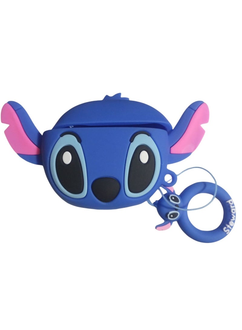 جراب AirPods Pro 3 من السيليكون الناعم المقاوم للصدمات لسماعات Apple Airpods Pro nd، جراب جديد ثلاثي الأبعاد لطيف بتصميم إبداعي مرح مع سلسلة مفاتيح لسماعات Airpods Pro 3 (غرزة زرقاء) - Image 2