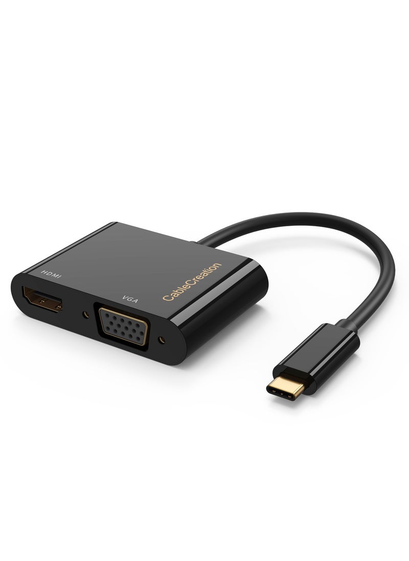 CableCreation USB C to HDMI VGA Adapter, Type C to VGA to USB C Thunderbolt 3 for Dual Monitor Adapter Compatible with Galaxy S22 Ultra, MacBook Pro 2020, iPad Pro 2020, Yoga 910, Surface Go/Pro  - Image 1