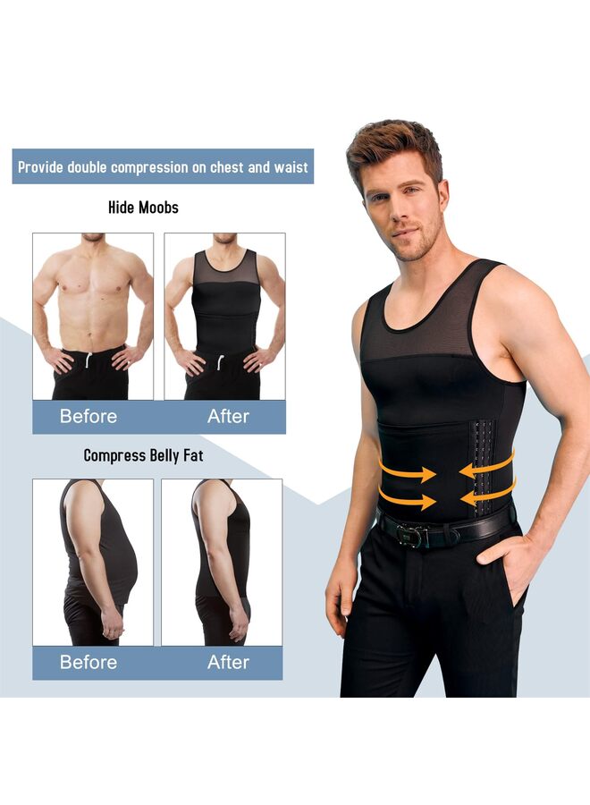 Men Body Shaper Vest Tummy Control Tank Top Compression Waist Slimming Shirts/Blcak/XL - Image 4