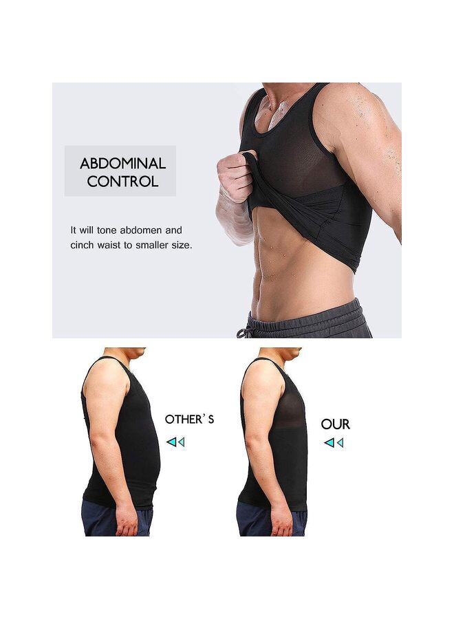 Men Body Shaper Vest Tummy Control Tank Top Compression Waist Slimming Shirts/Blcak/XL - Image 5