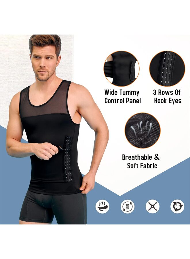 Men Body Shaper Vest Tummy Control Tank Top Compression Waist Slimming Shirts/Blcak/XL - Image 3