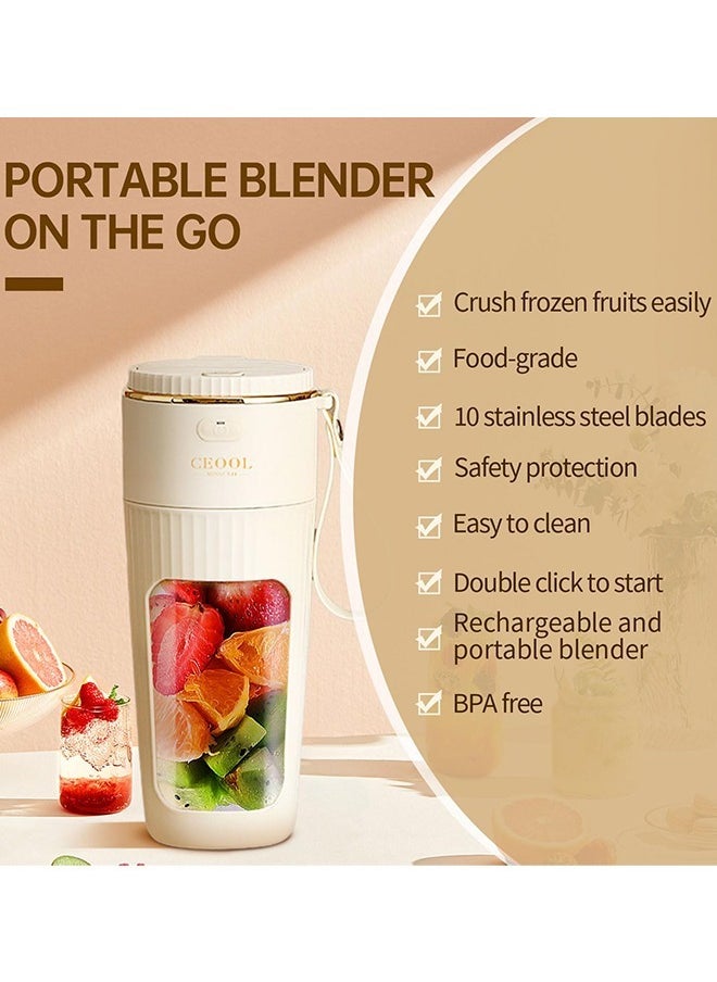 Ceool - Portable Blender, Personal Blender for Shakes and Smoothies, Mini Blender Bottle USB Rechargeable, Portable Juicer Cup with 10 Blades and Removable Straw for Kitchen, Gym, Office - Image 1