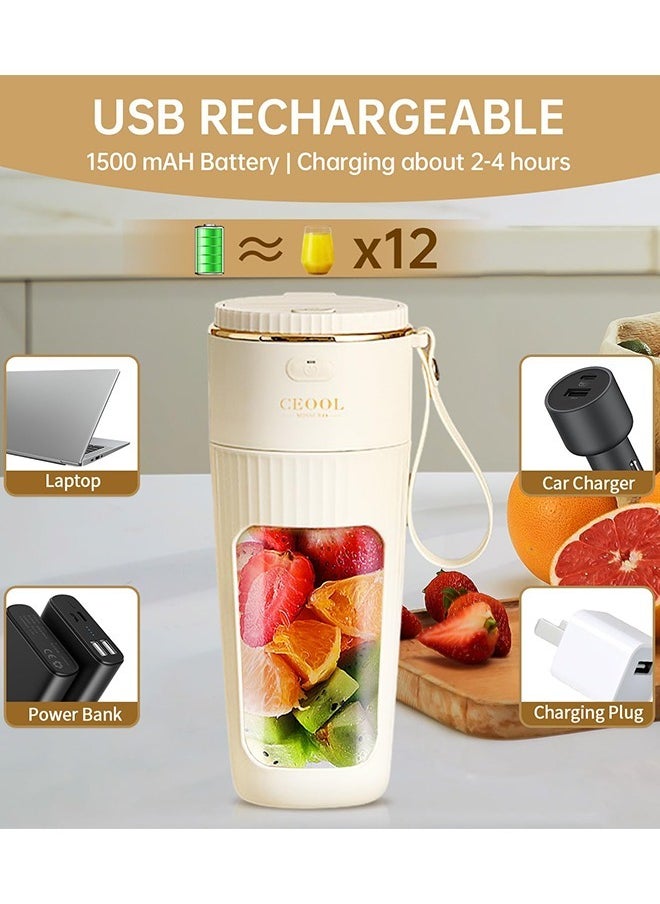 Ceool - Portable Blender, Personal Blender for Shakes and Smoothies, Mini Blender Bottle USB Rechargeable, Portable Juicer Cup with 10 Blades and Removable Straw for Kitchen, Gym, Office - Image 1