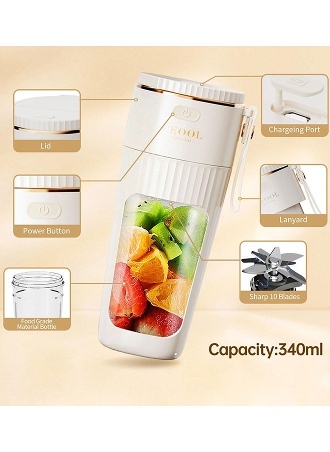 Ceool - Portable Blender, Personal Blender for Shakes and Smoothies, Mini Blender Bottle USB Rechargeable, Portable Juicer Cup with 10 Blades and Removable Straw for Kitchen, Gym, Office - Image 1