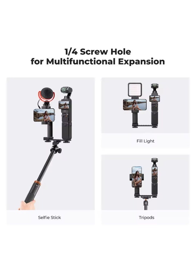 كيه آند إف كونسبت حامل هاتف K&F CONCEPT لملحقات DJI Osmo Pocket 3 Creator Combo، مشبك هاتف محمول قابل لتعديل الزاوية، عصا سيلفي - Image 4