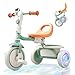 besrey Kids Tricycle with Flash Wheels for Ages 18 Months to 5 Years Toddler Tricycle with Bell Kids Tricycle Gift for 25 Year Olds Gift and Toy for Boys and Girls Tricycle for Toddlers Green - Image 2