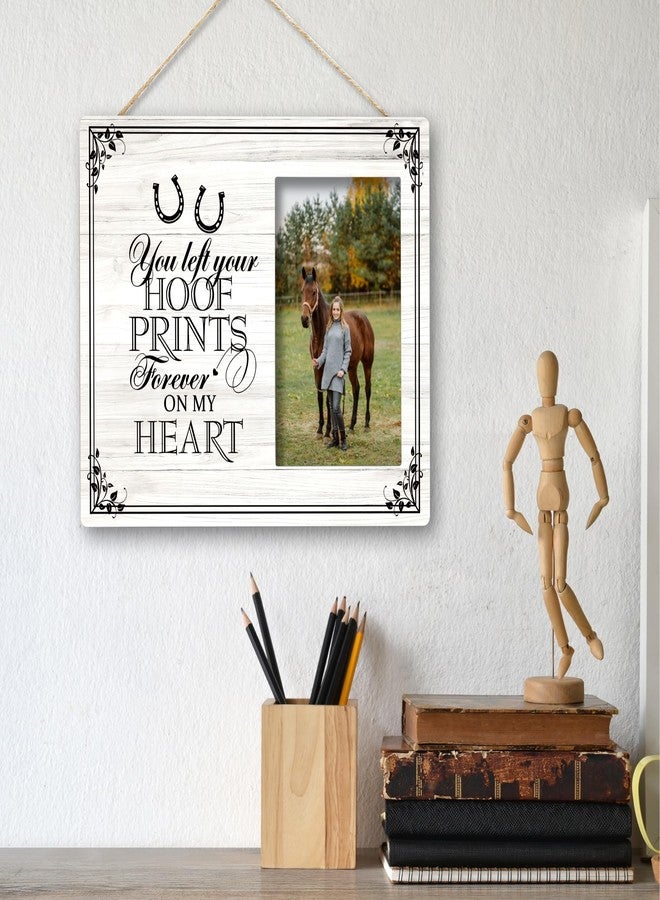 SRADMO Horse Pet Memorial Picture Frame,You Left Your Hoof Prints Forever on My Heart 10×8 inch White Wooden Tabletop Photo Frame,Sympathy Gifts for Loss Of Horse,Passed Away Horse Memorial Gifts - Image 5
