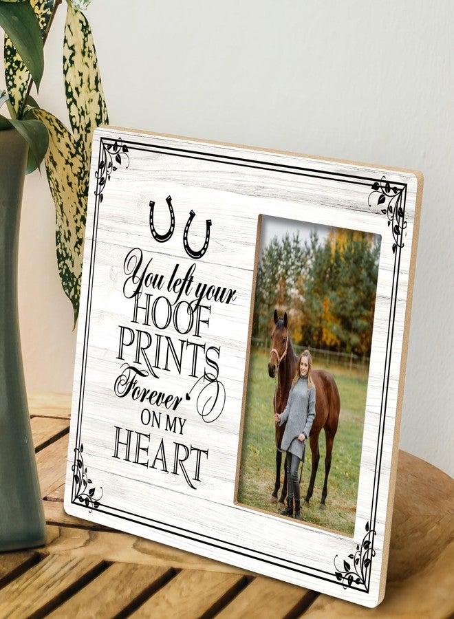 SRADMO Horse Pet Memorial Picture Frame,You Left Your Hoof Prints Forever on My Heart 10×8 inch White Wooden Tabletop Photo Frame,Sympathy Gifts for Loss Of Horse,Passed Away Horse Memorial Gifts - Image 4