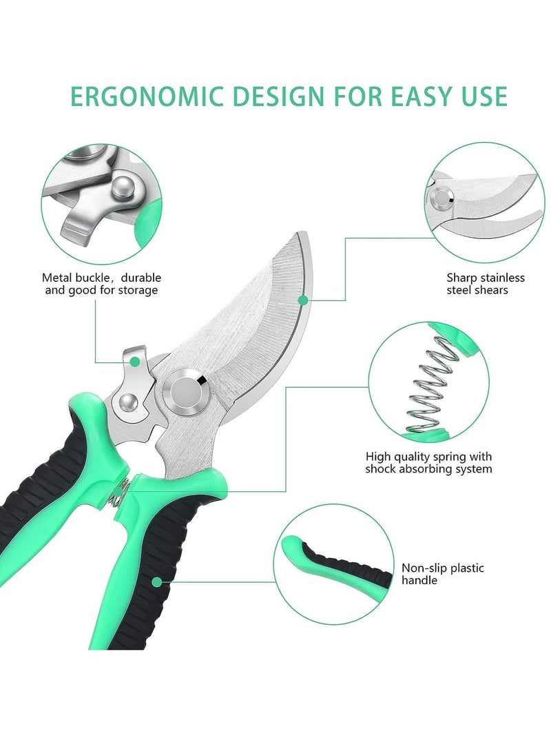 Garden Pruning Shears，Handheld Scissors Set with Gardening Gloves,Heavy Duty Garden Bypass Pruning Shears,Tree Trimmers Secateurs