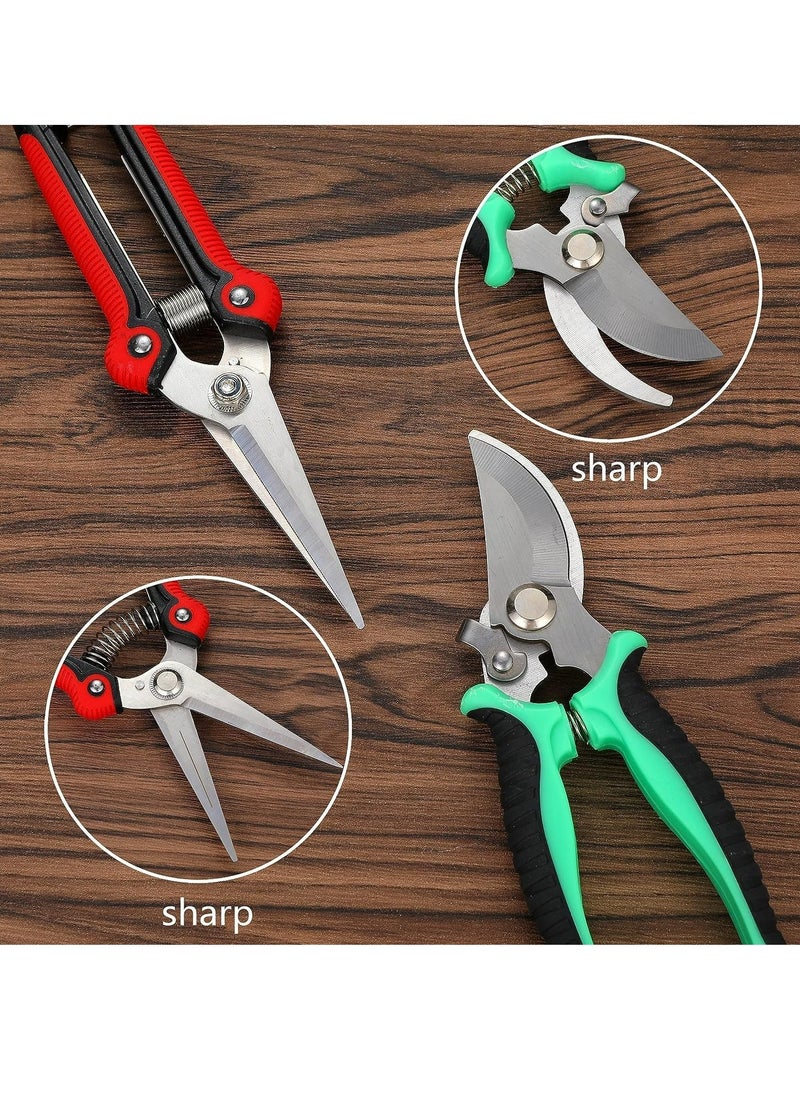 Garden Pruning Shears，Handheld Scissors Set with Gardening Gloves,Heavy Duty Garden Bypass Pruning Shears,Tree Trimmers Secateurs