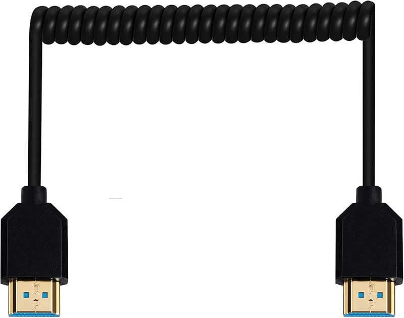 1 Disscool كابل HDMI حلزوني فائق الرقة عالي السرعة، محول موصل HDMI ذكر إلى ذكر، كابلات تمديد زنبركية مرنة، 2.1V 8K@60Hz 4K@120Hz للكاميرا/الشاشة (M إلى M) - Image 1