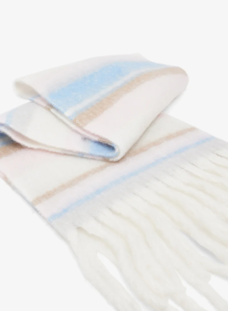 Ginger Soft Checkered Tassel Scarf