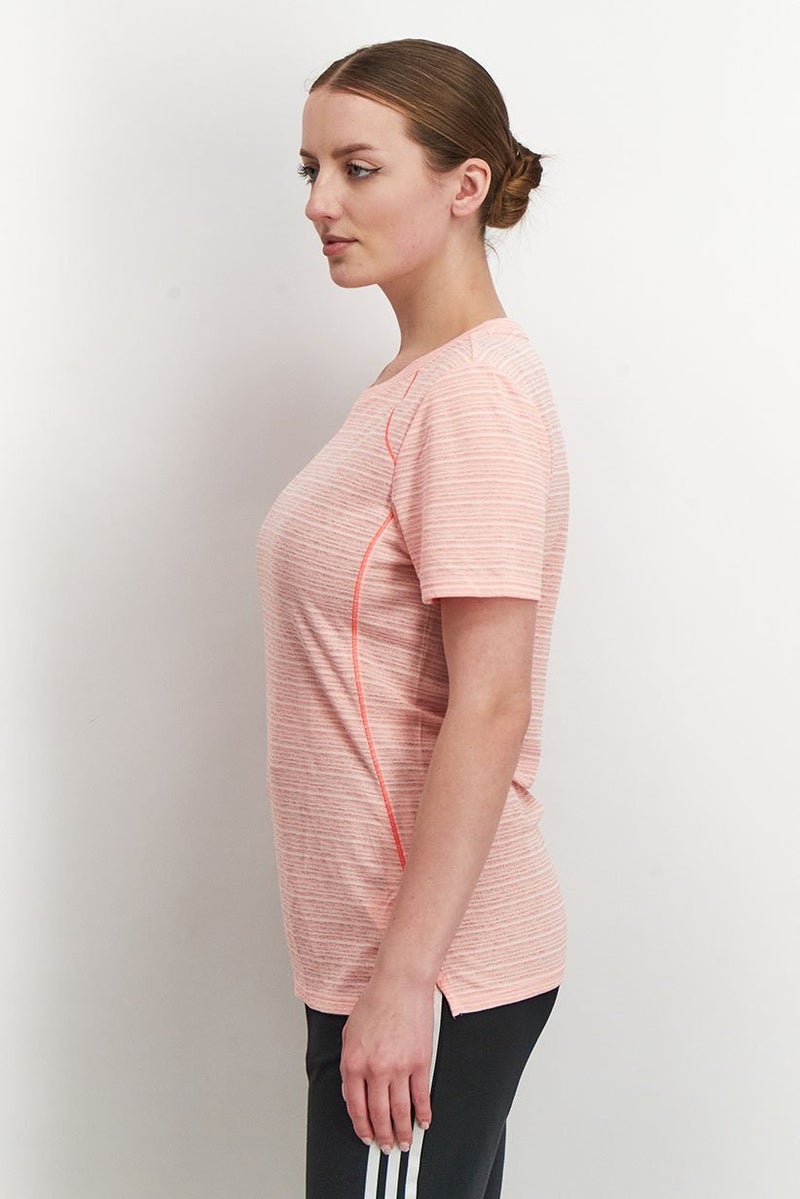 Tchibo Women Sportswear Fit Crew Neck Short Sleeve Textured Top, Pink - Image 4